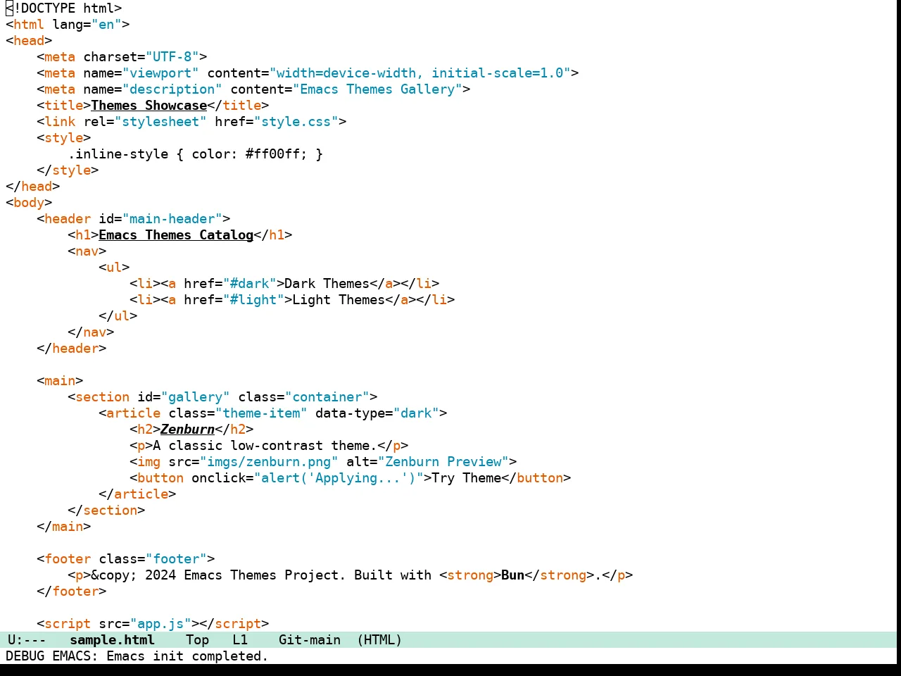 Hima Theme in html-mode