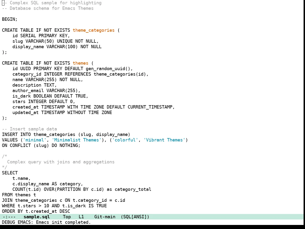 Hima Theme in sql-mode
