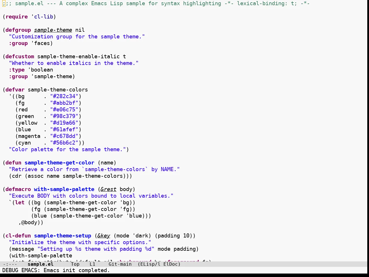 Hippo Themes Light Theme in emacs-lisp-mode