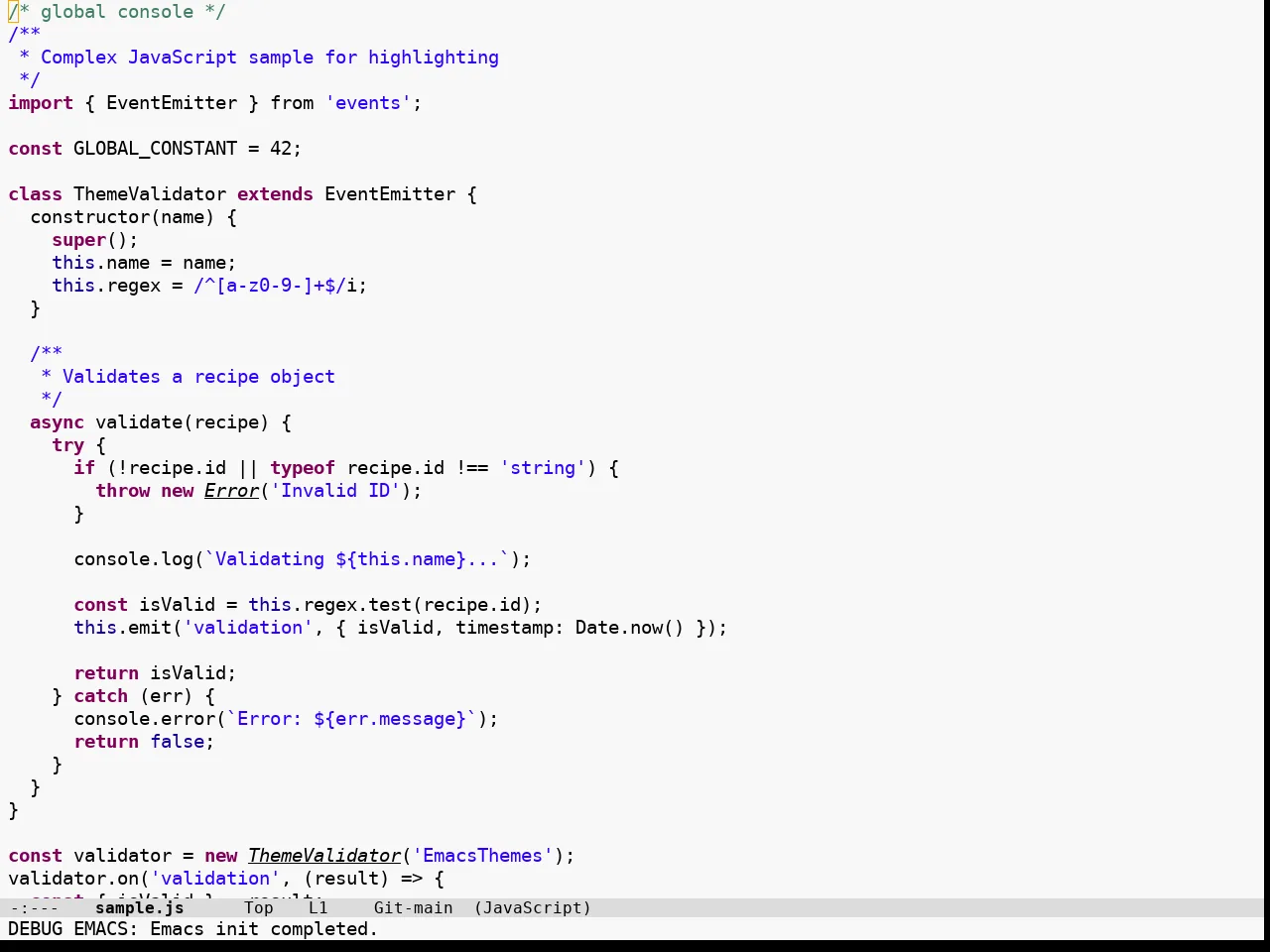 Hippo Themes Light Theme in javascript-mode