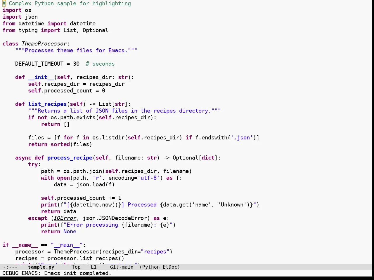 Hippo Themes Light Theme in python-mode