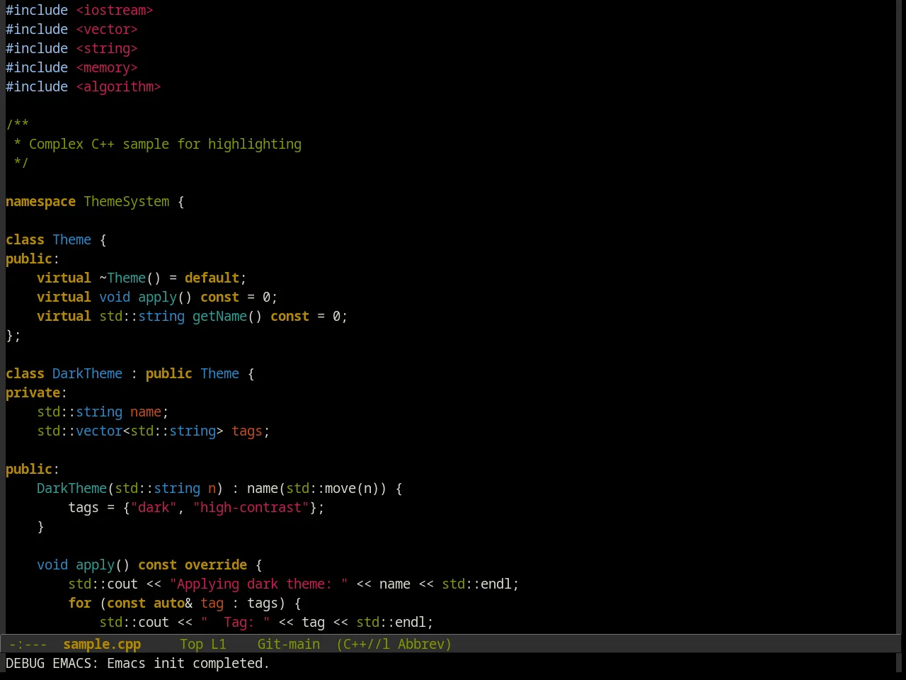 Hipster Theme in c++-mode