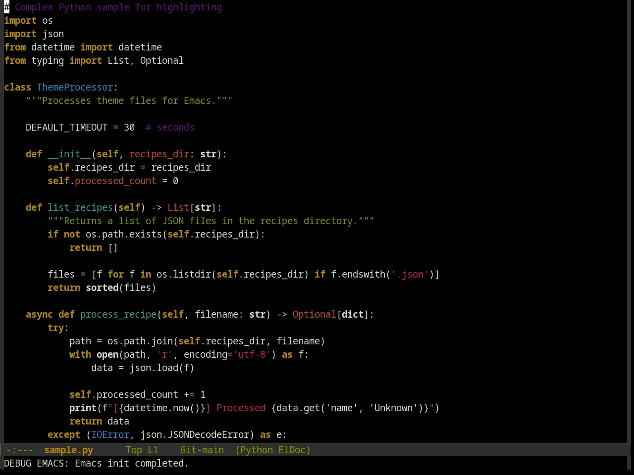 Hipster Theme in python-mode