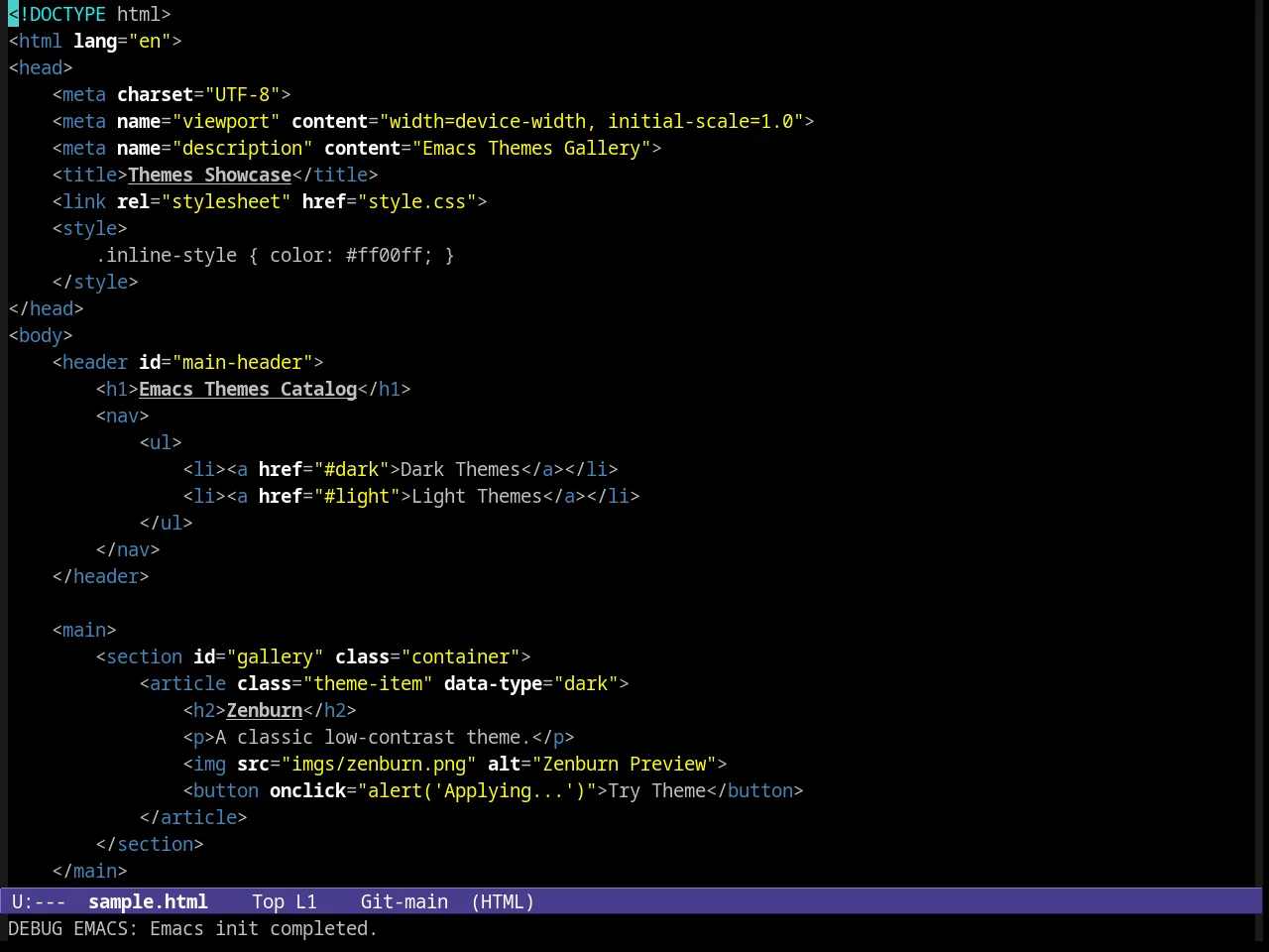 Hober Theme in html-mode