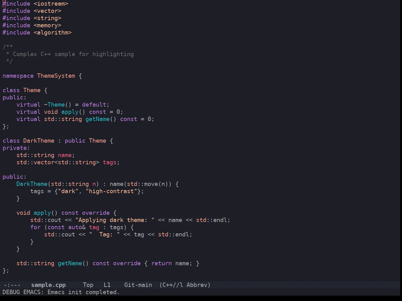 Horizon Theme in c++-mode