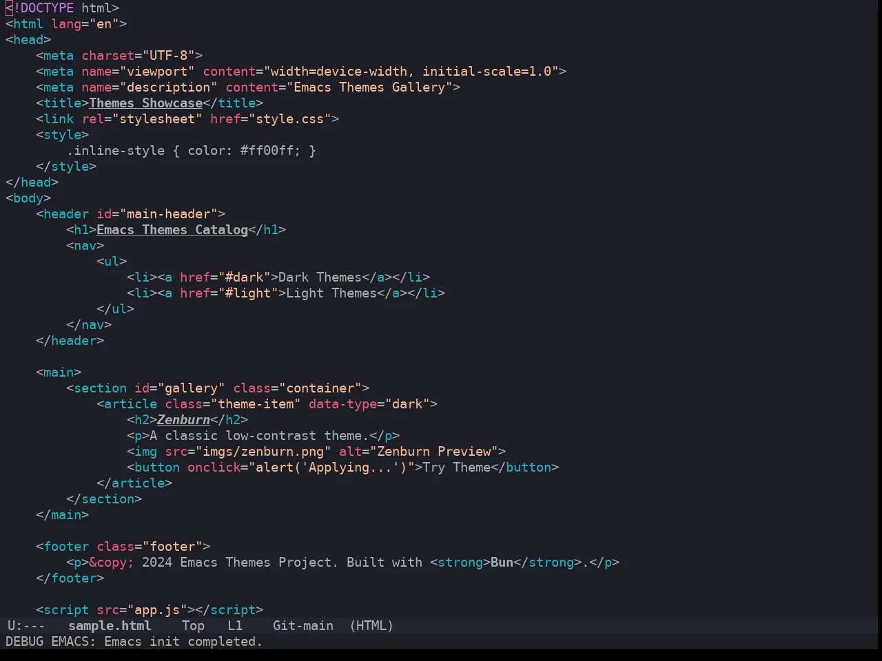 Horizon Theme in html-mode