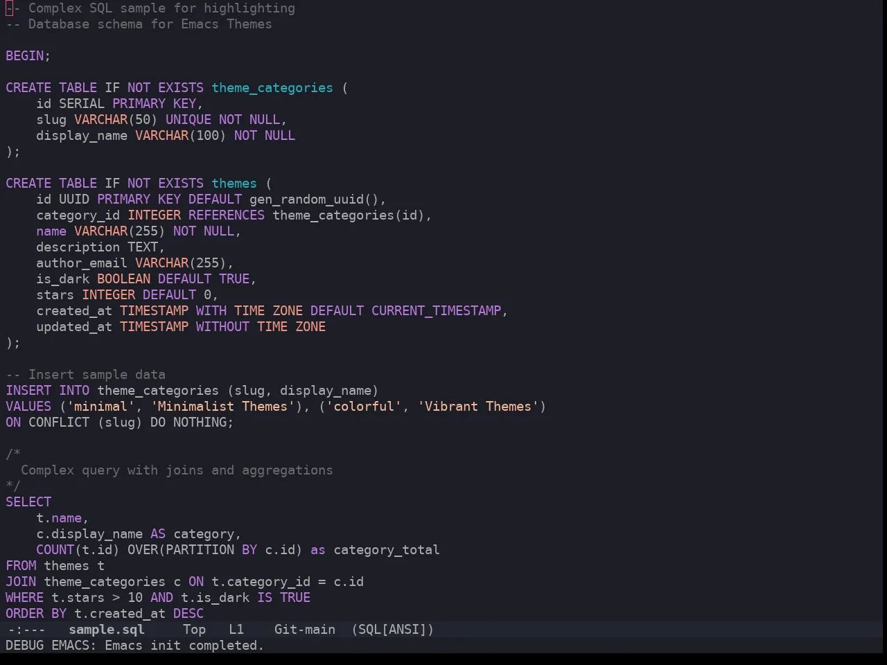 Horizon Theme in sql-mode