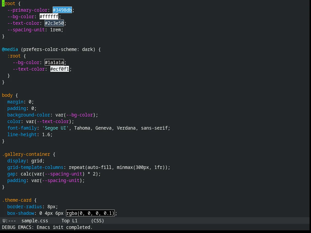 Humanoid Dark Theme in css-mode
