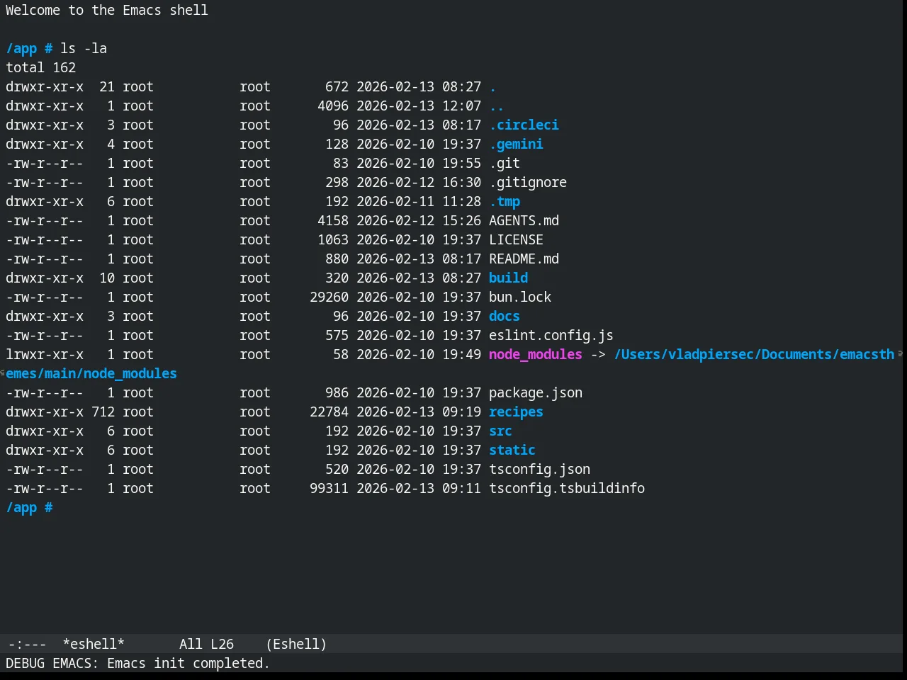 Humanoid Dark Theme in eshell