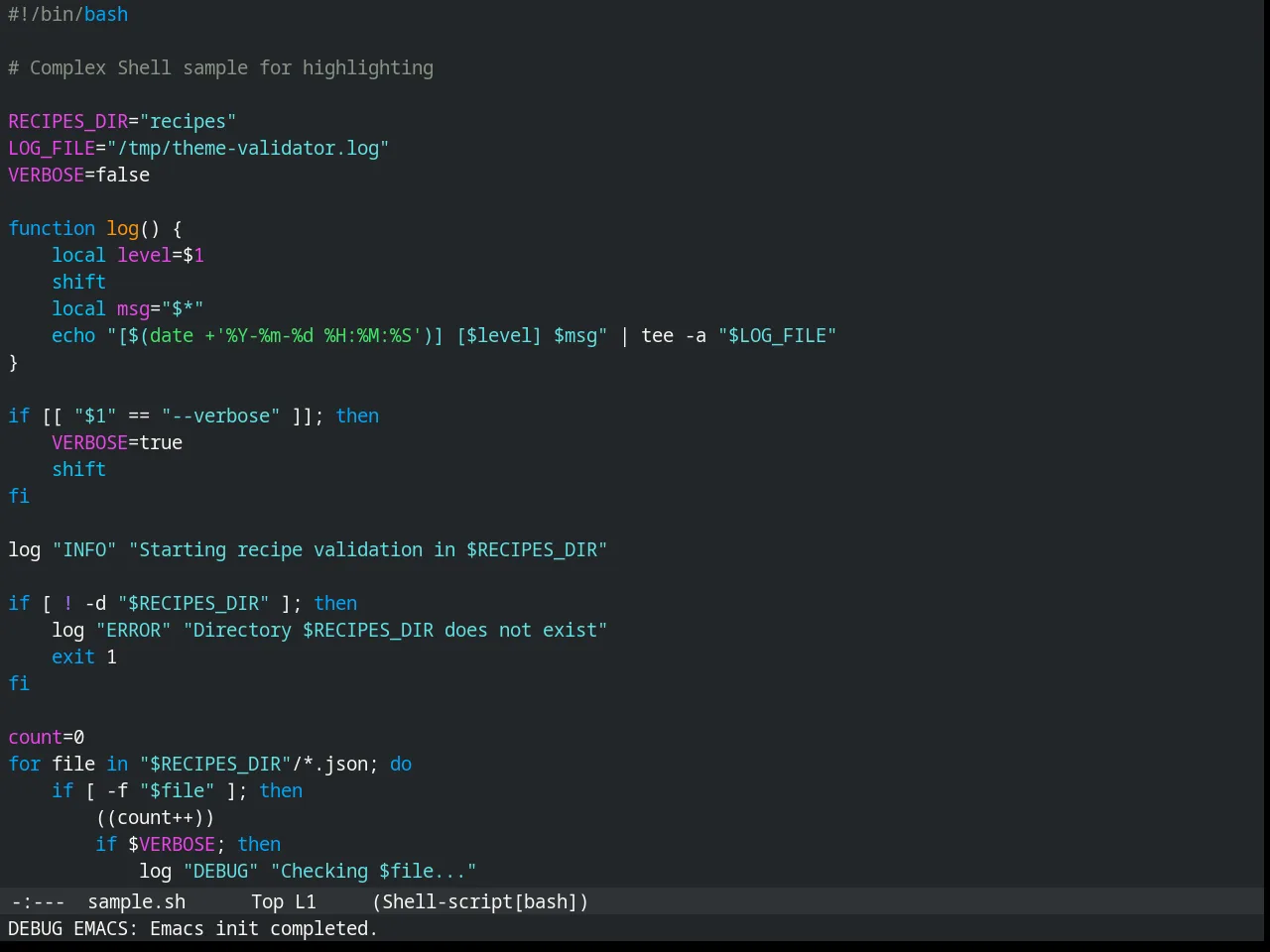 Humanoid Dark Theme in sh-mode