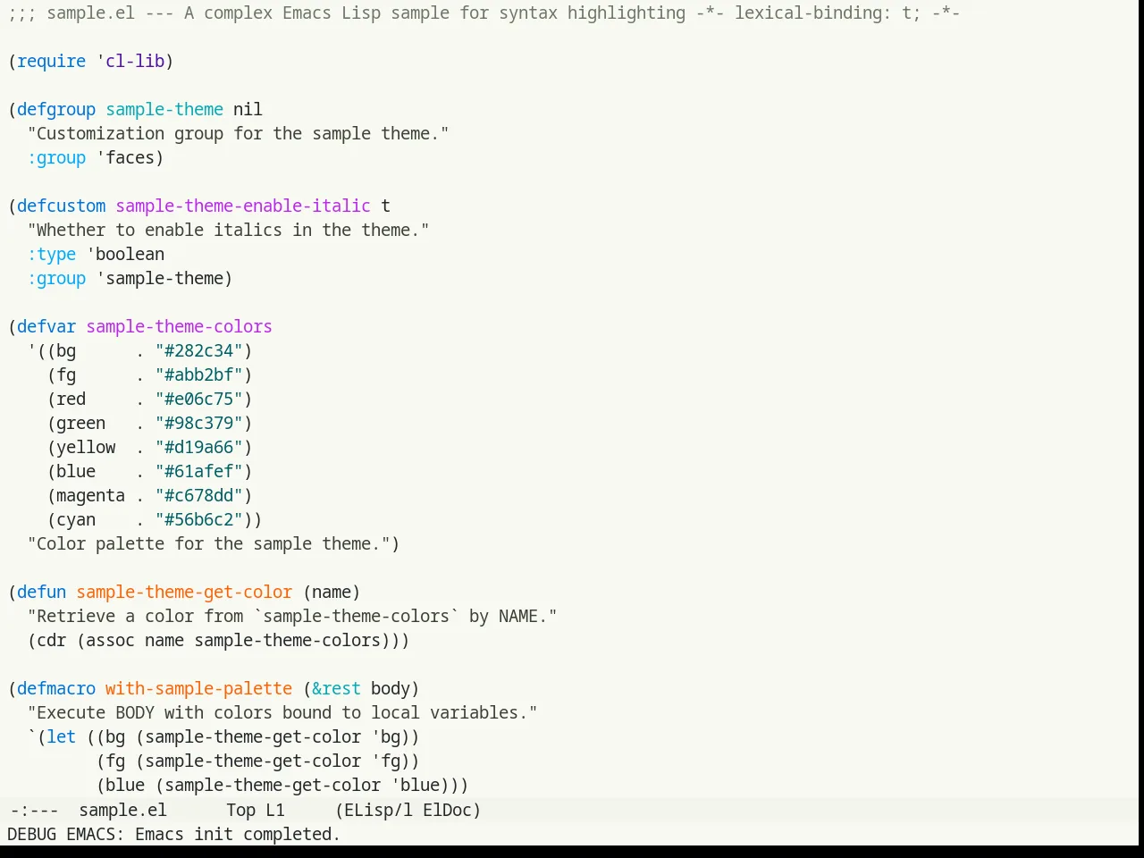 Humanoid Light Theme in emacs-lisp-mode