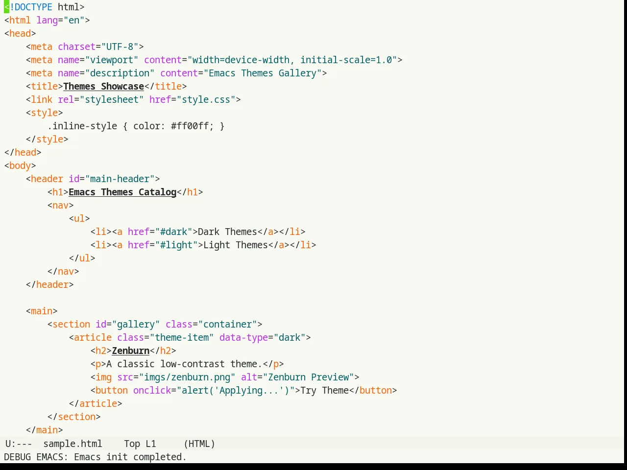 Humanoid Light Theme in html-mode