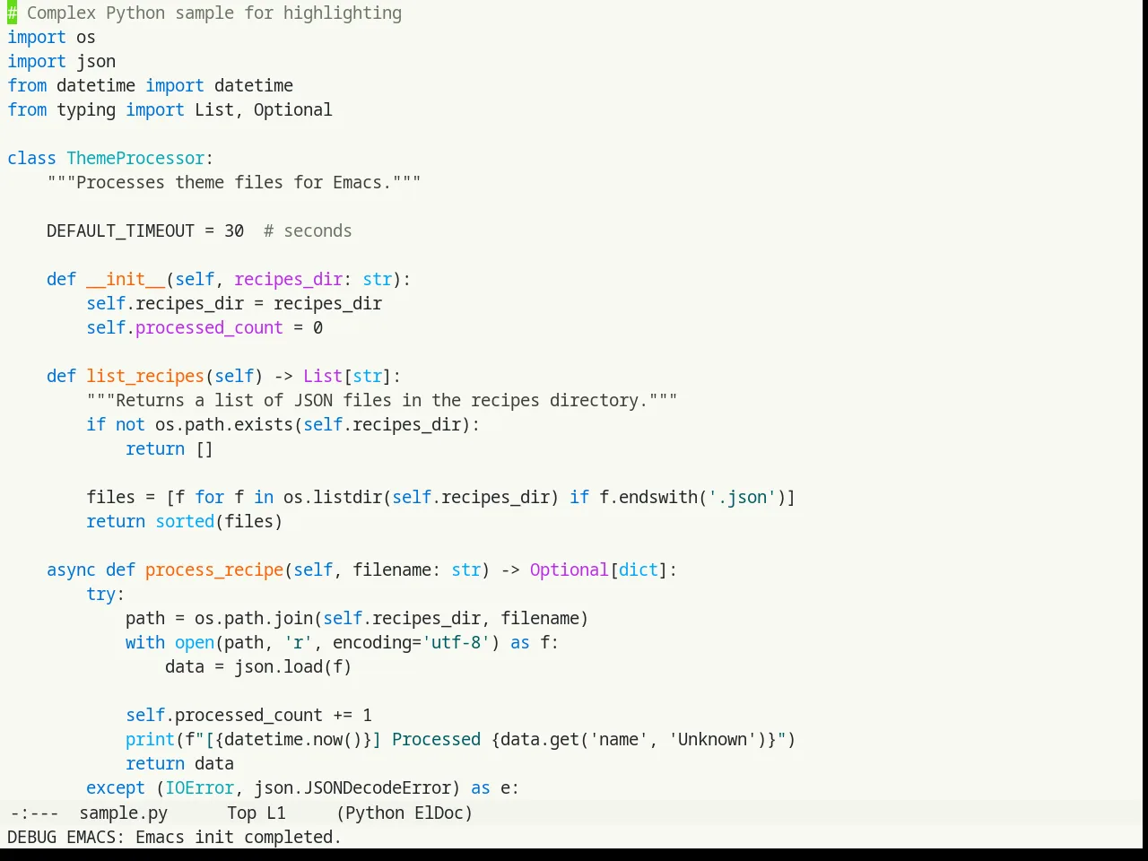 Humanoid Light Theme in python-mode