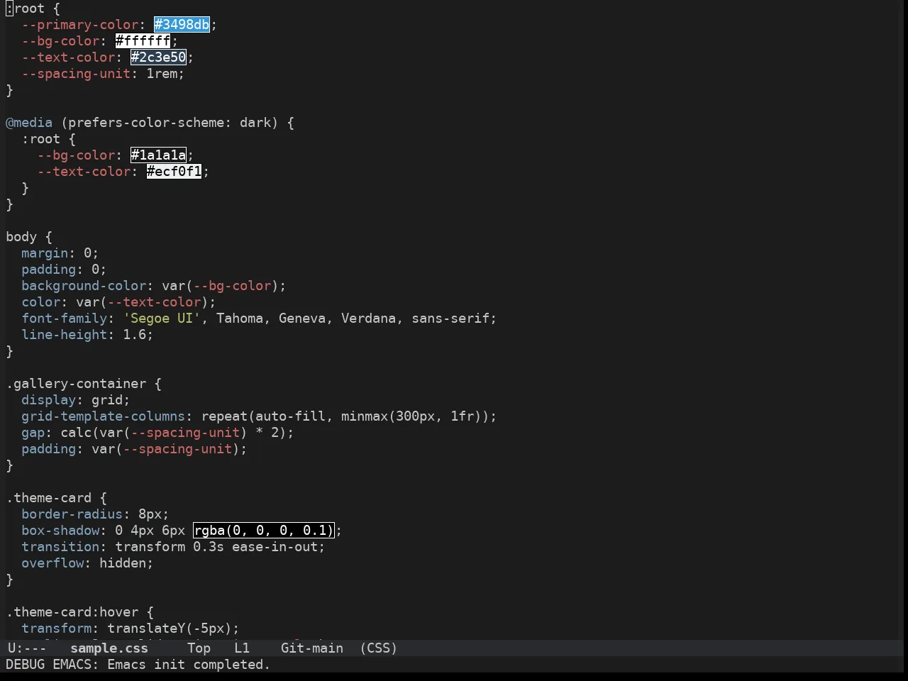 Hybrid Reverse Theme in css-mode