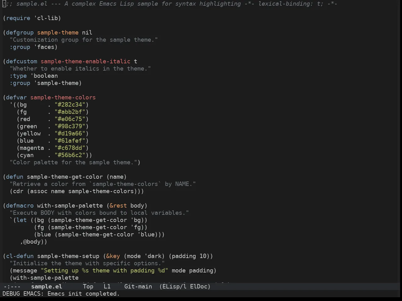 Hybrid Reverse Theme in emacs-lisp-mode