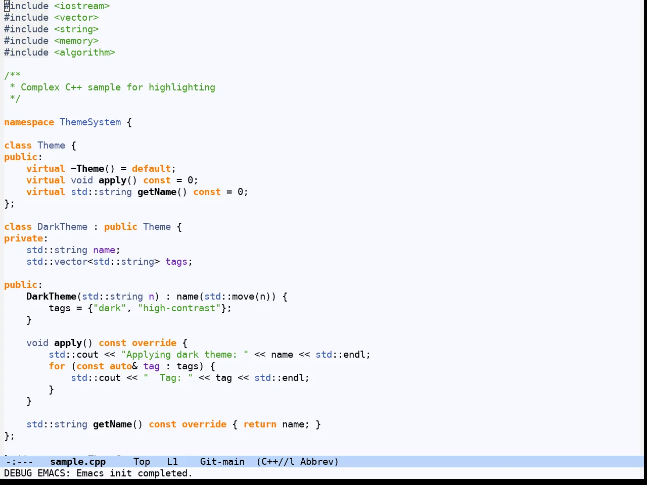 Hydandata Light Theme in c++-mode