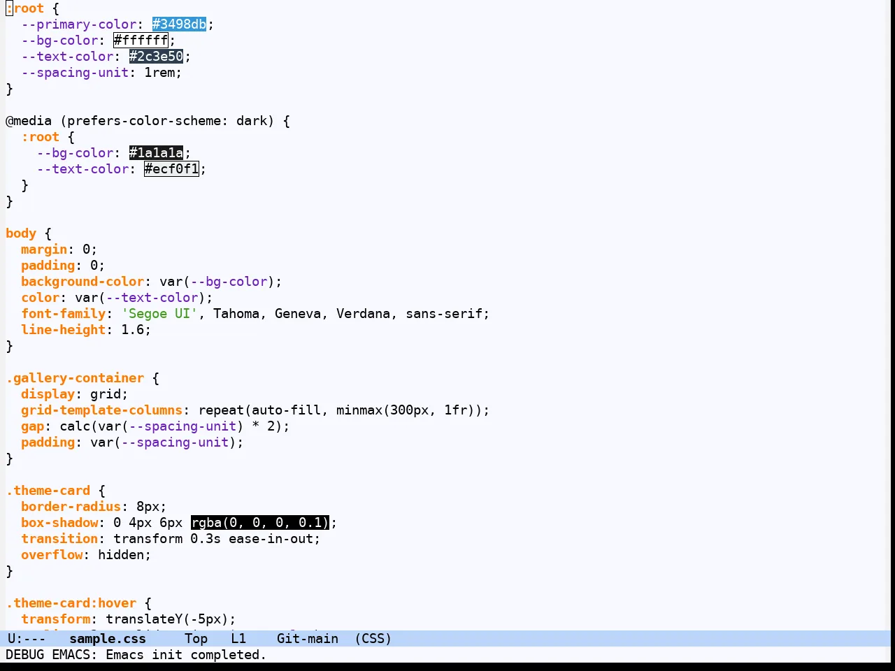 Hydandata Light Theme in css-mode