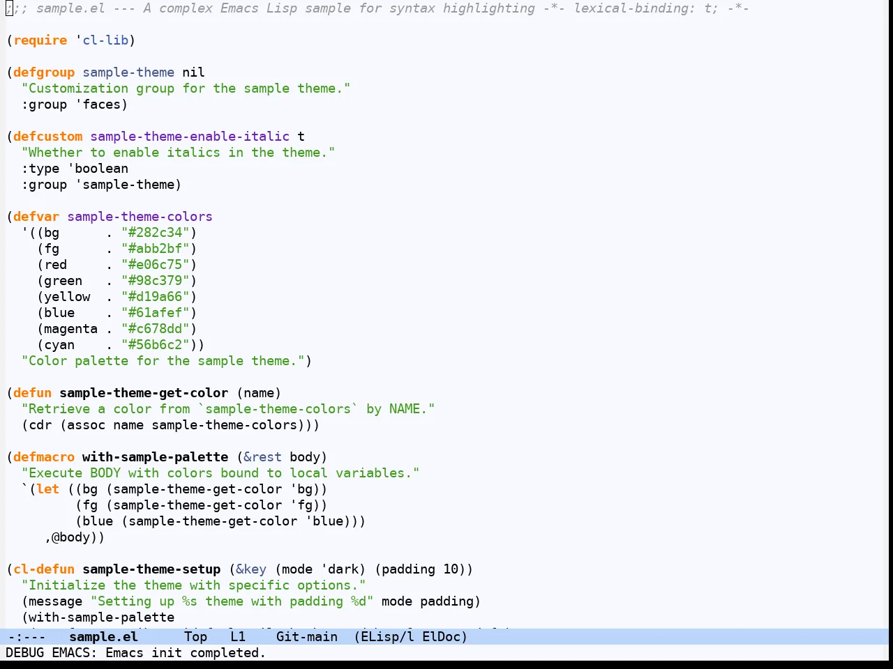 Hydandata Light Theme in emacs-lisp-mode