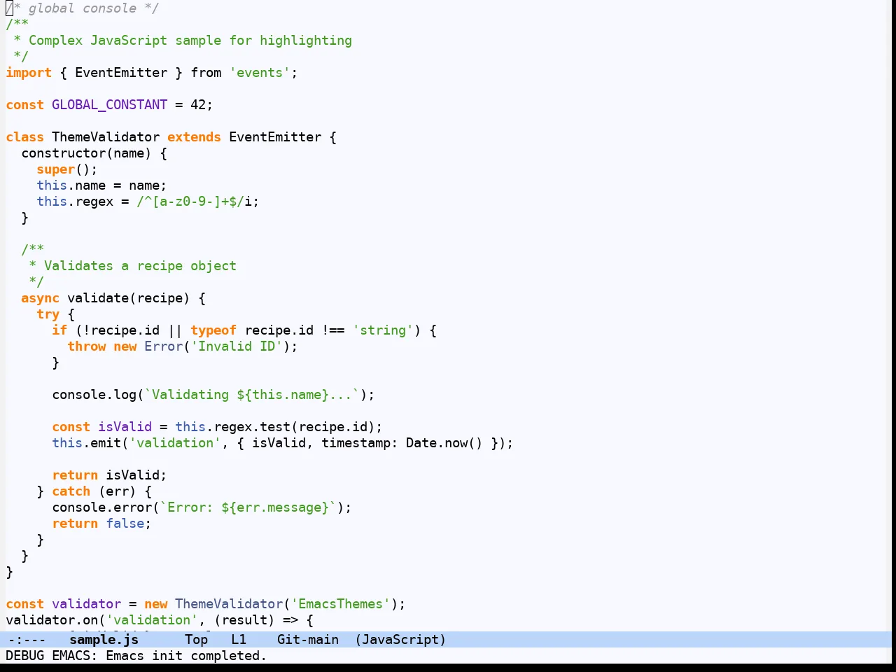 Hydandata Light Theme in javascript-mode