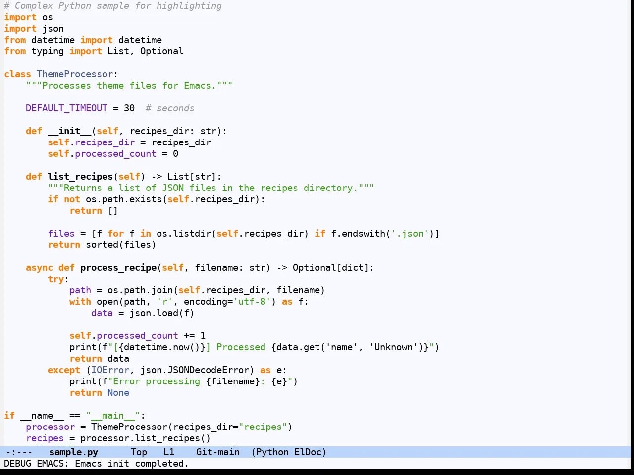 Hydandata Light Theme in python-mode