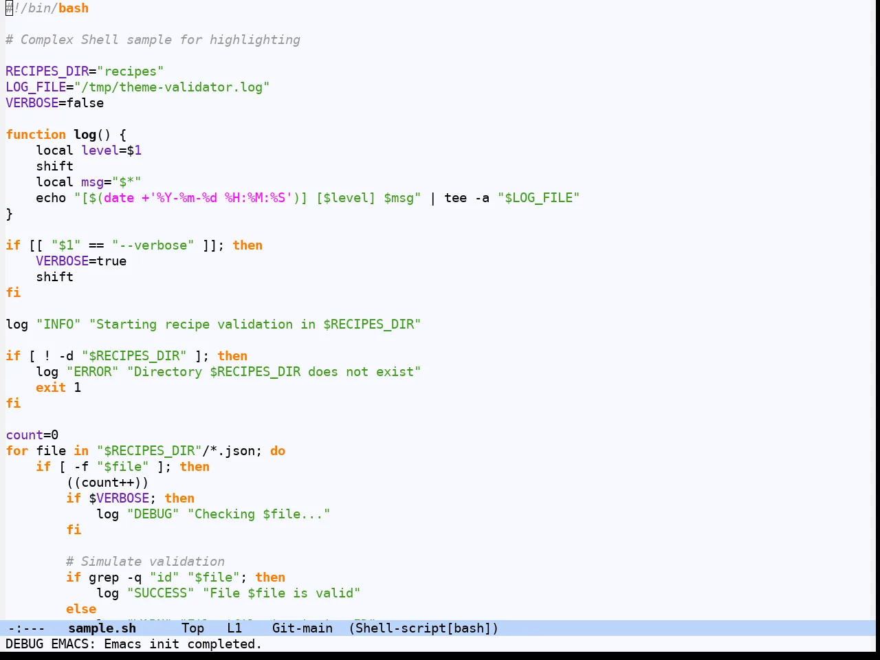 Hydandata Light Theme in sh-mode