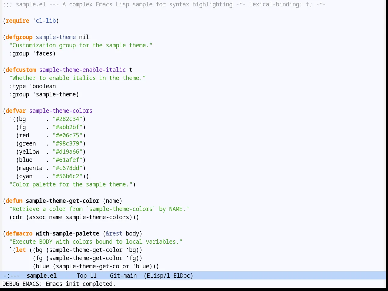 Hydandata Theme in emacs-lisp-mode