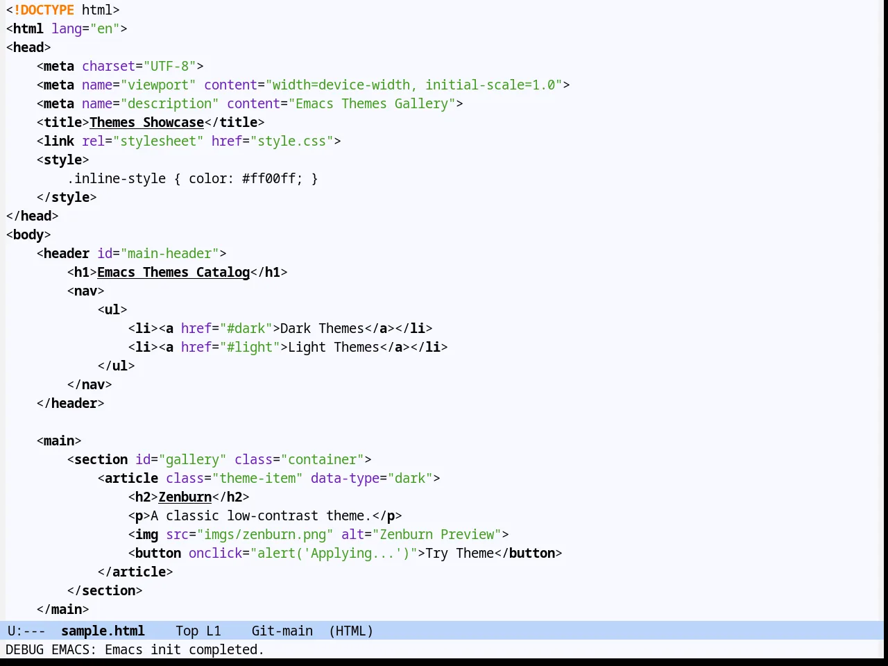 Hydandata Theme in html-mode