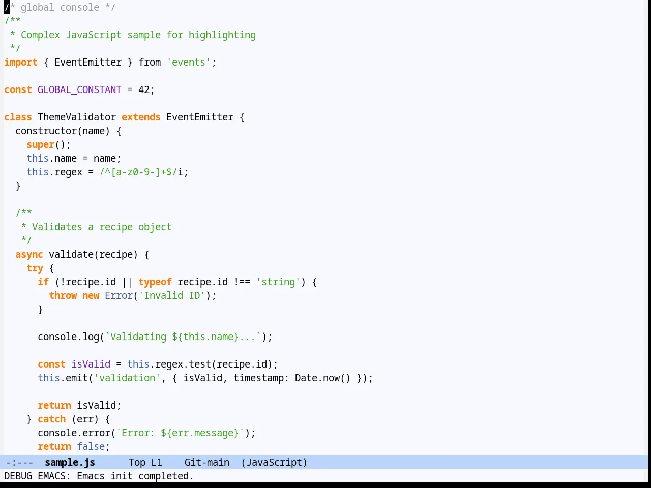 Hydandata Theme in javascript-mode