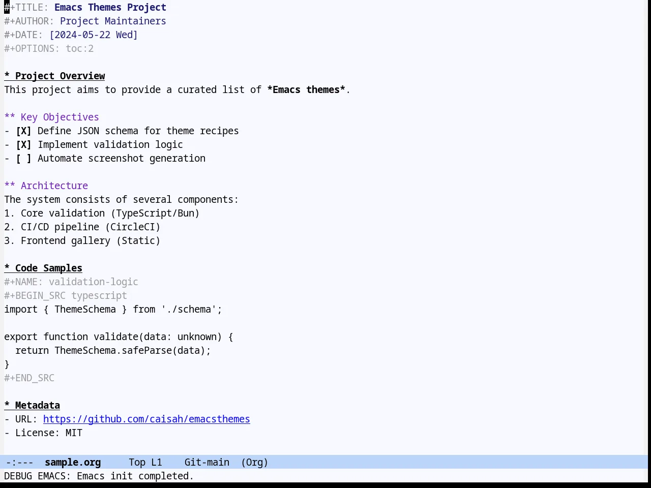 Hydandata Theme in org-mode