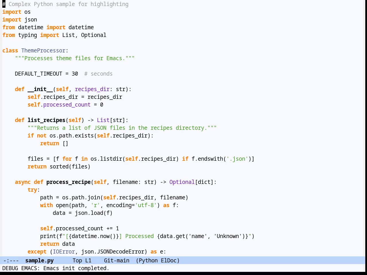 Hydandata Theme in python-mode