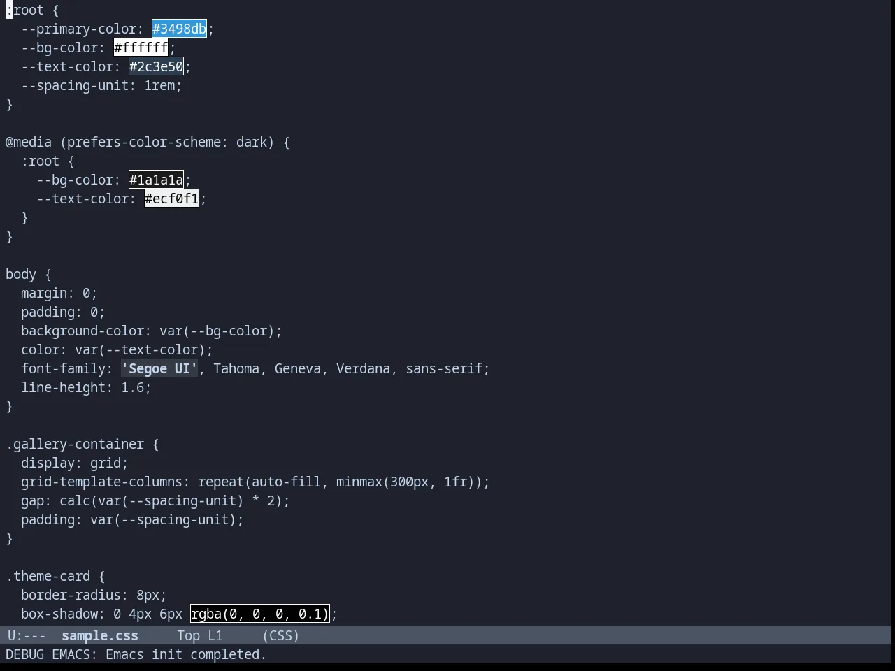 Hydrangealess Theme in css-mode
