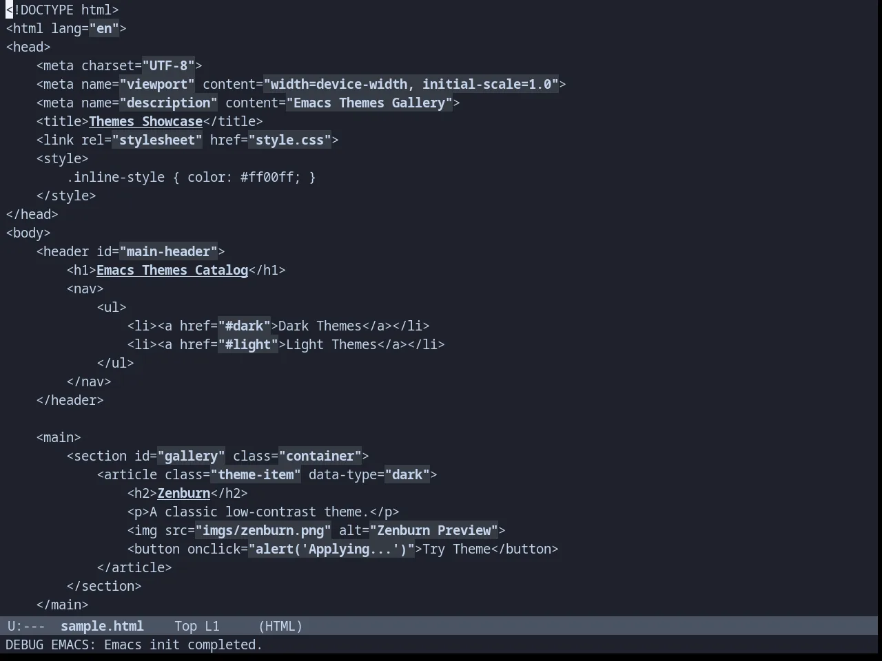 Hydrangealess Theme in html-mode