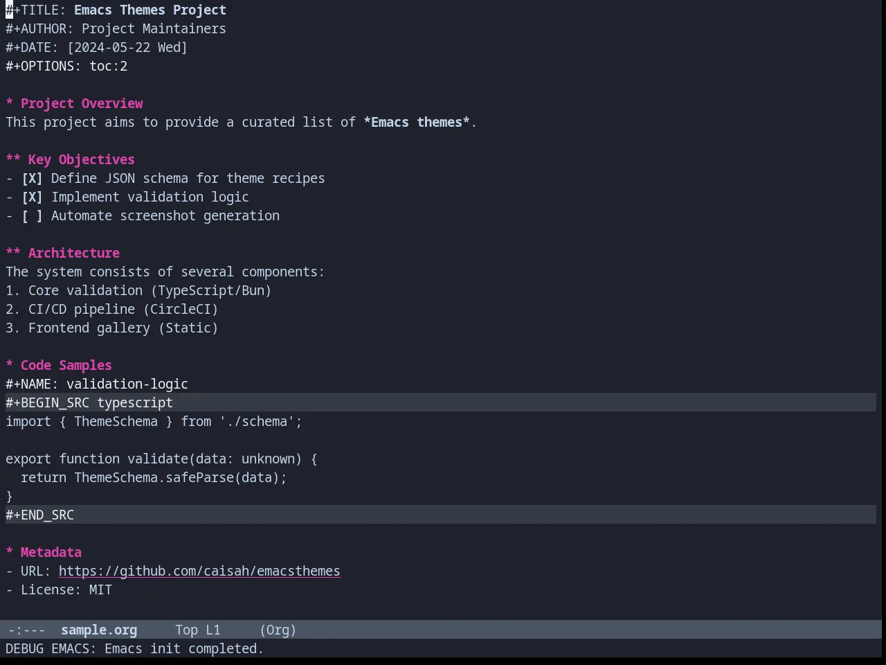 Hydrangealess Theme in org-mode