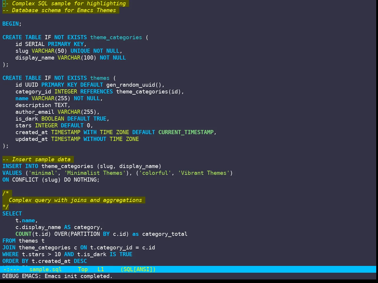 Hyperstitional Themes Digitalsear Inverted Theme in sql-mode