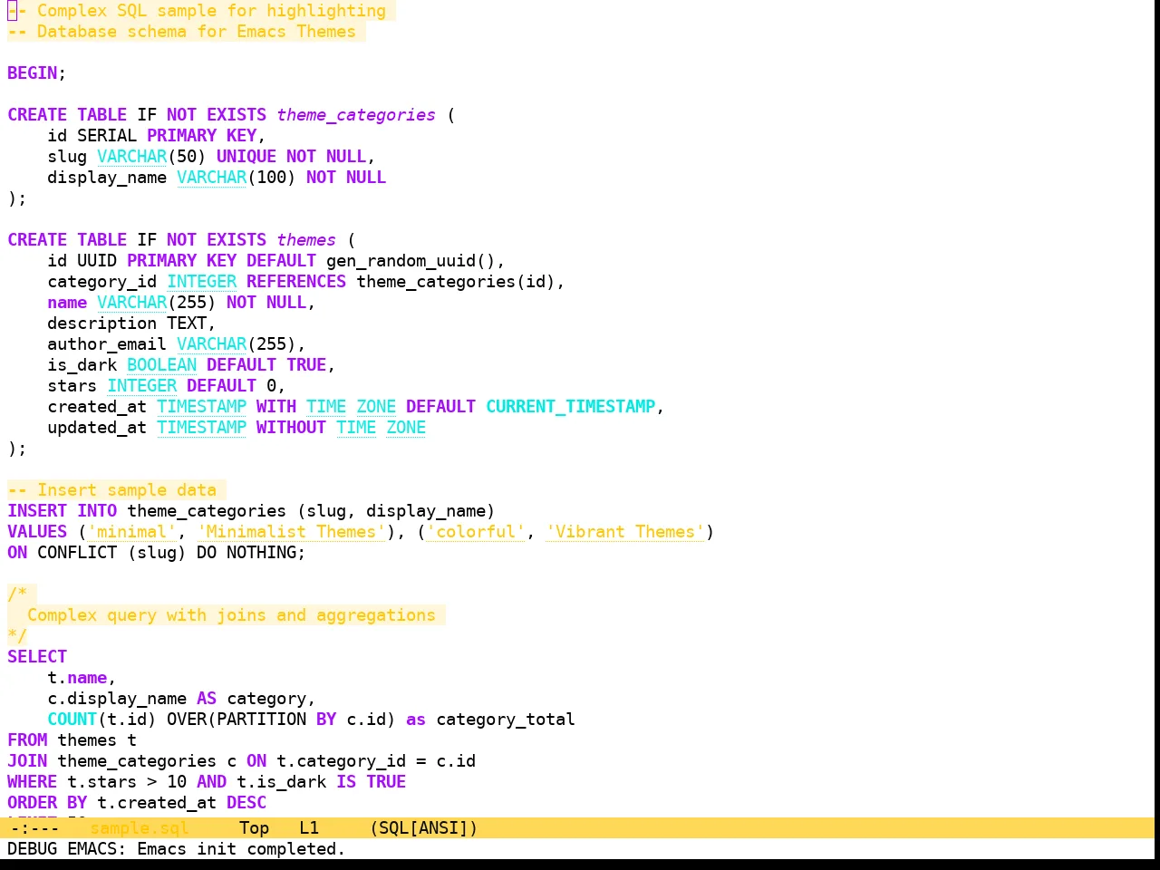 Hyperstitional Themes Rebug Alternate Theme in sql-mode