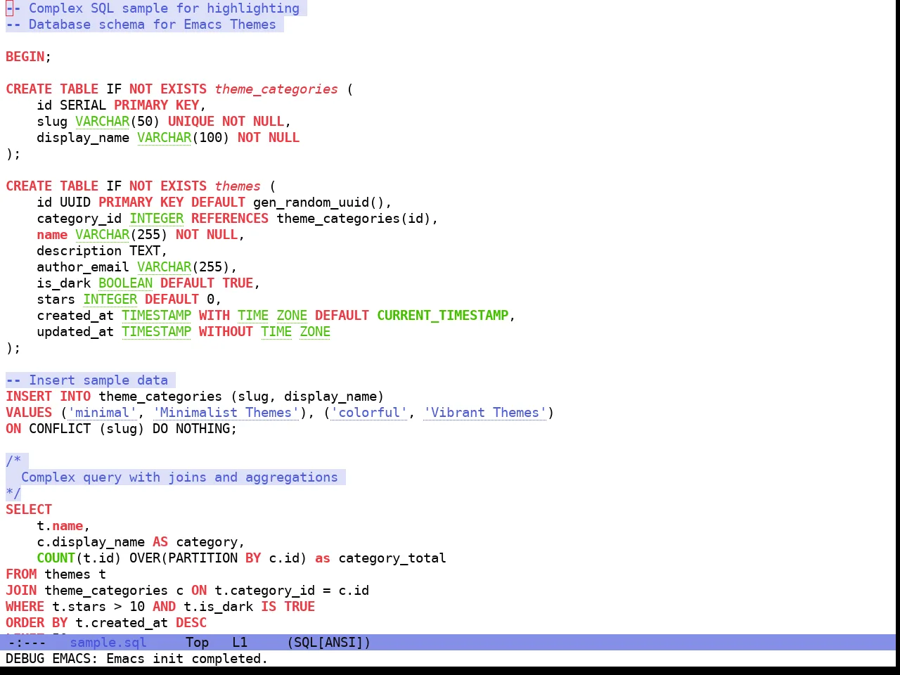 Hyperstitional Themes Rebug Theme in sql-mode