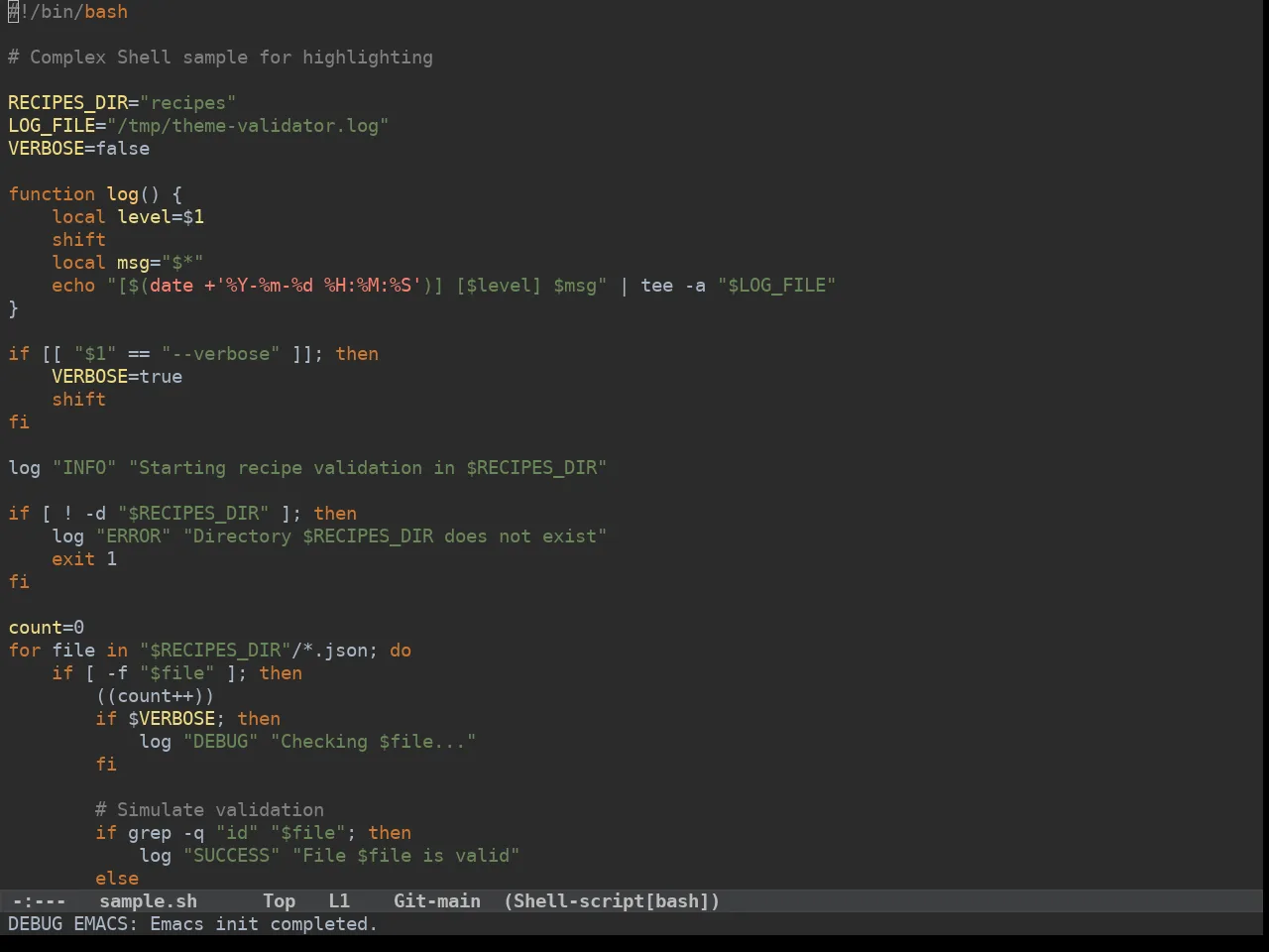 Idea Darkula Theme in sh-mode