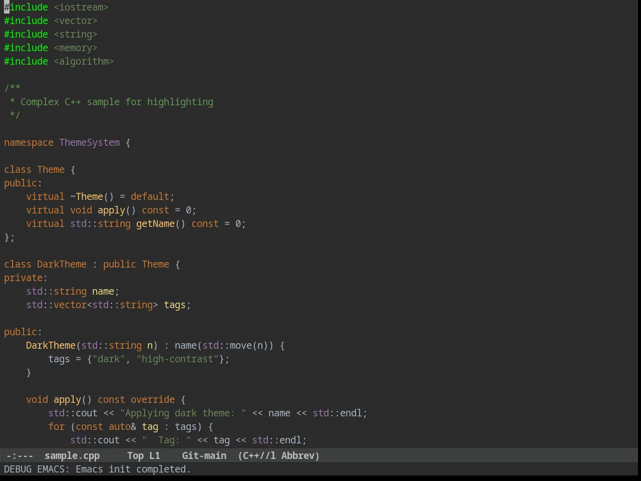 Idea Drakula Theme in c++-mode