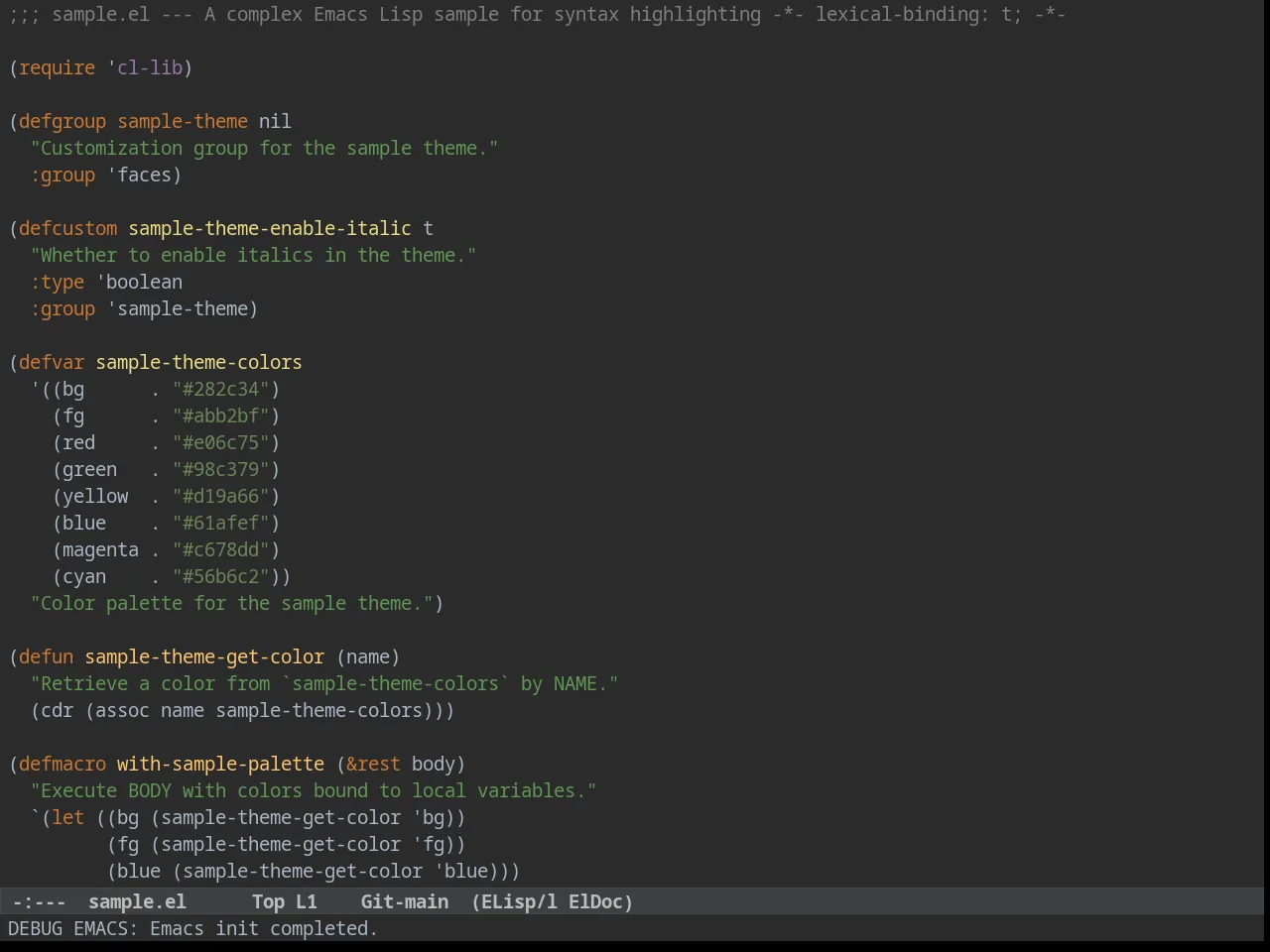Idea Drakula Theme in emacs-lisp-mode