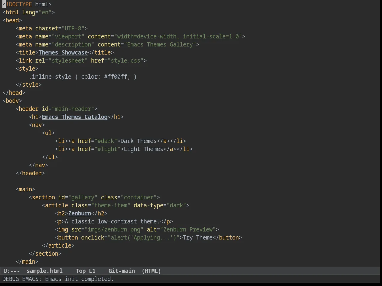 Idea Drakula Theme in html-mode