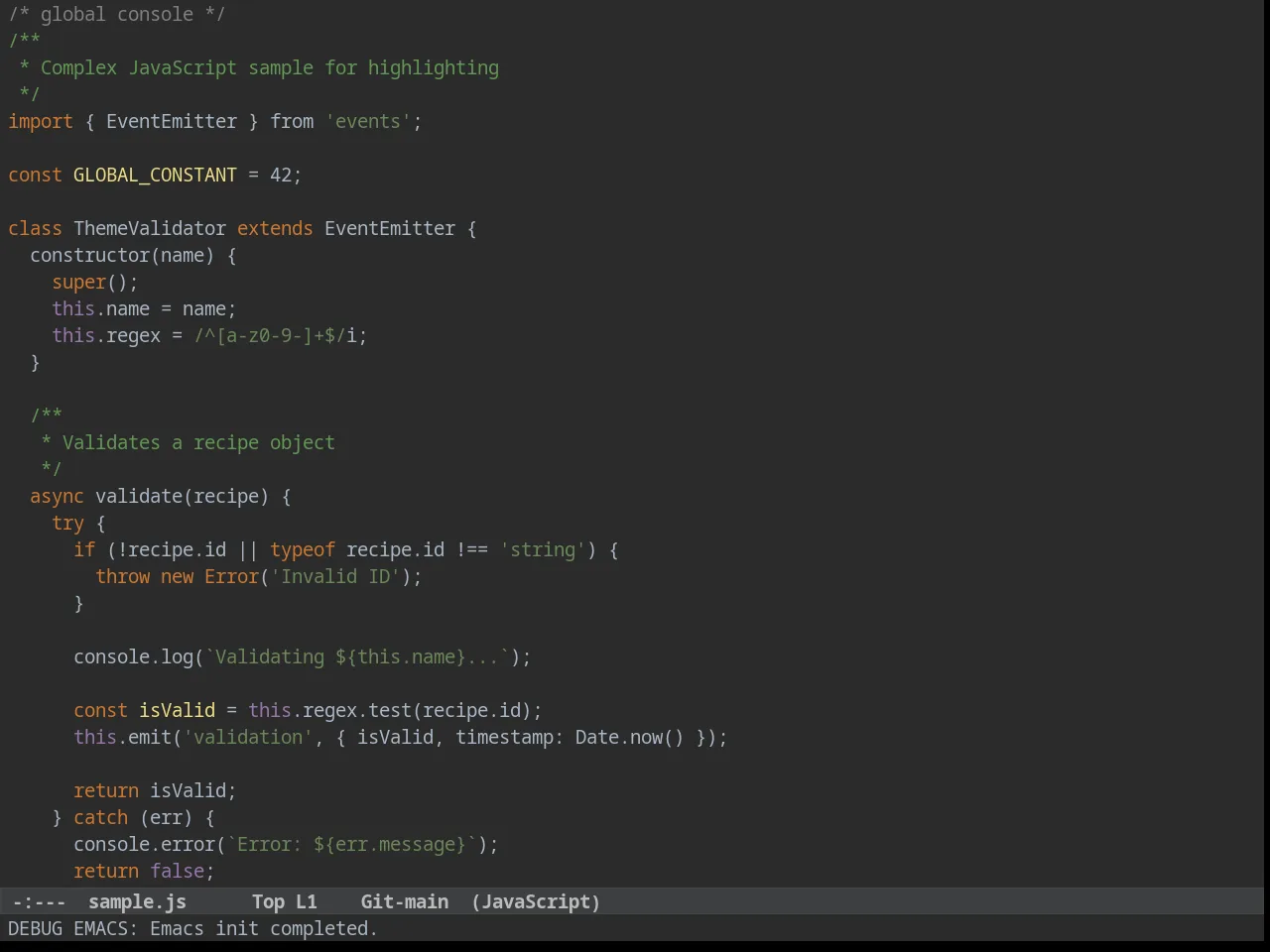 Idea Drakula Theme in javascript-mode