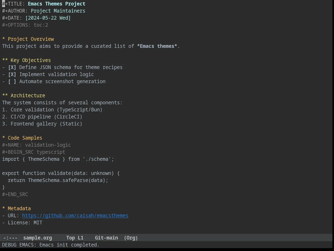 Idea Drakula Theme in org-mode