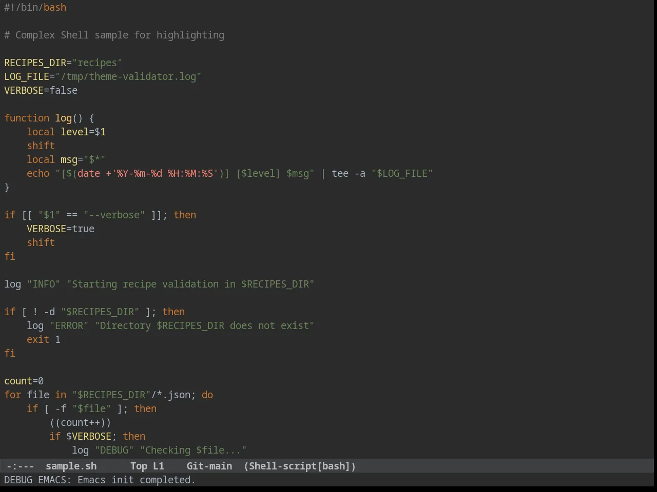 Idea Drakula Theme in sh-mode