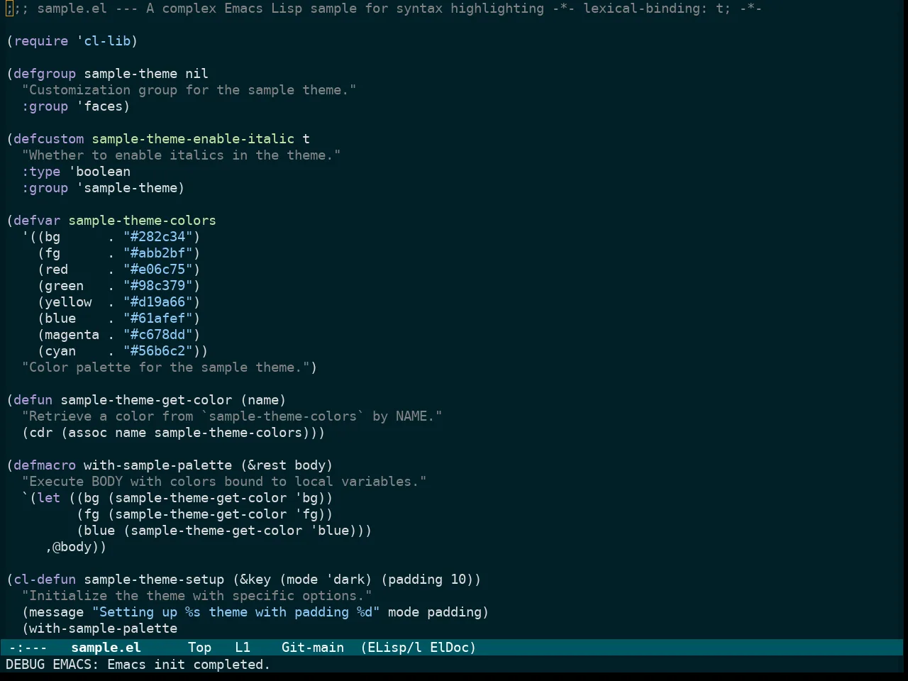 Immaterial Dark Theme in emacs-lisp-mode