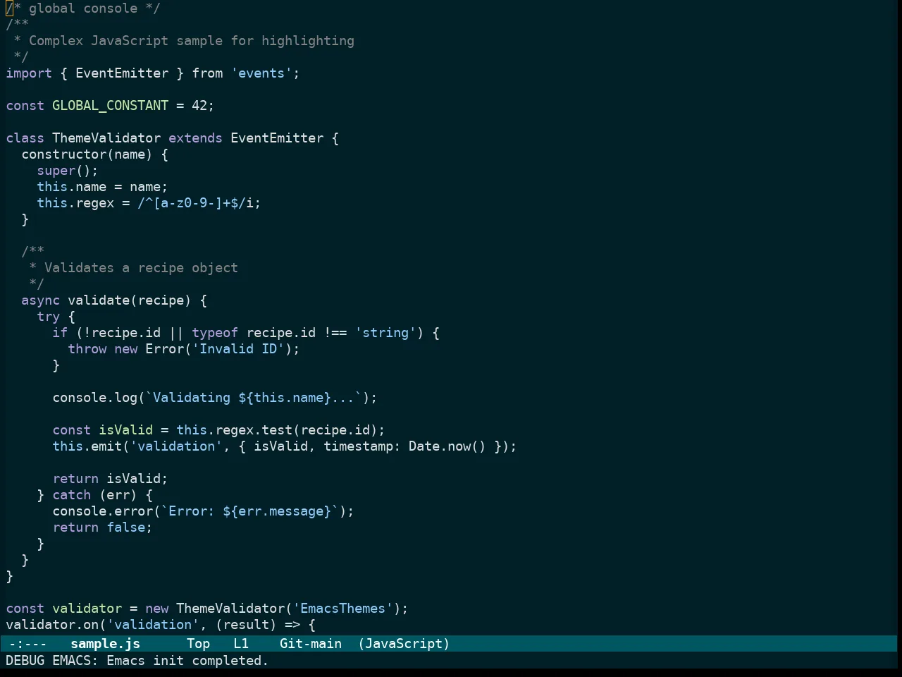 Immaterial Dark Theme in javascript-mode
