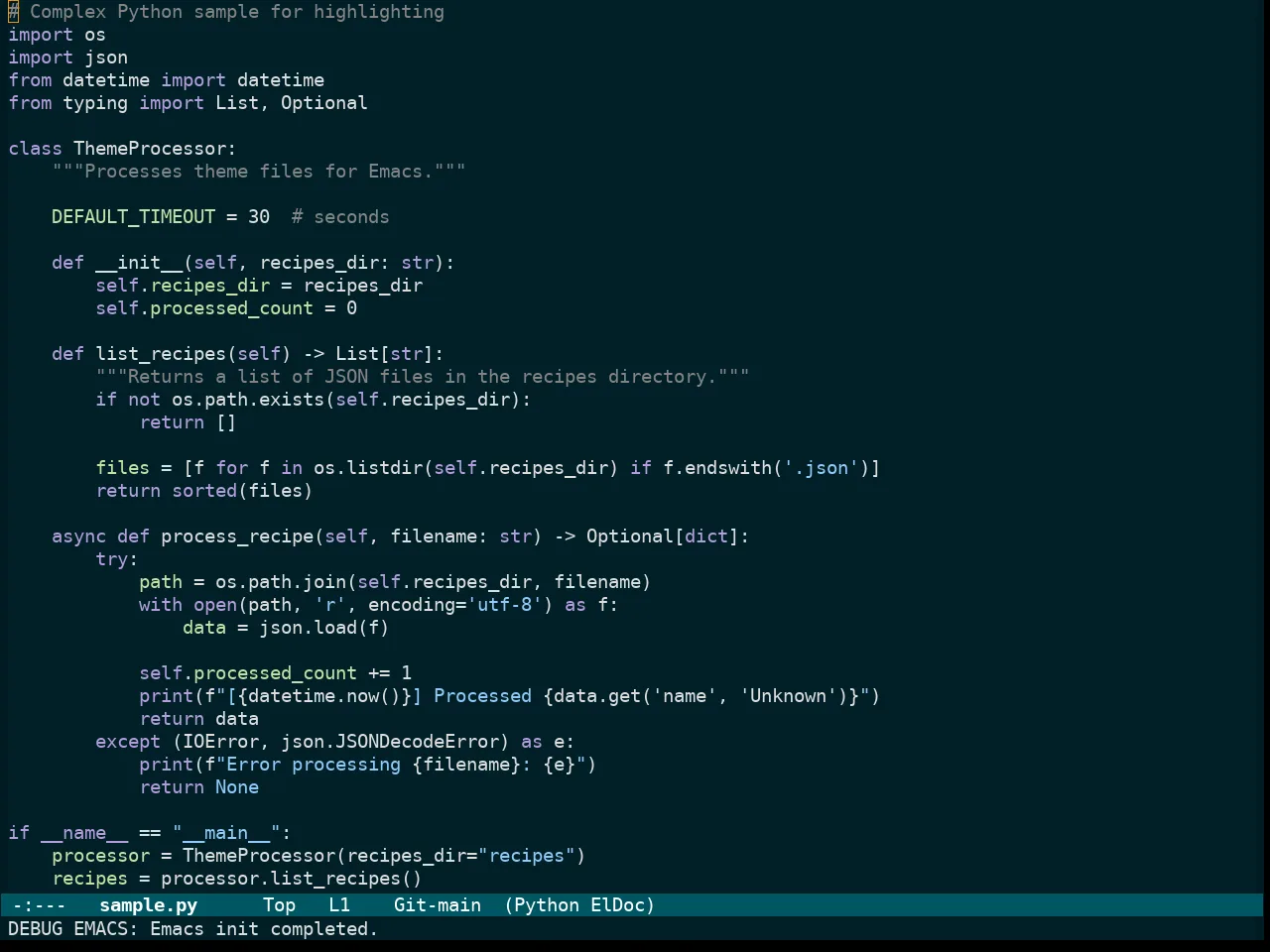 Immaterial Dark Theme in python-mode