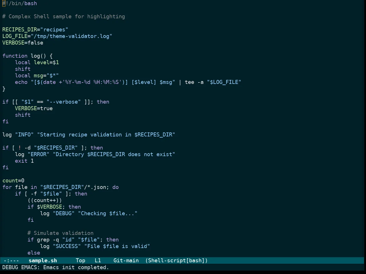 Immaterial Dark Theme in sh-mode