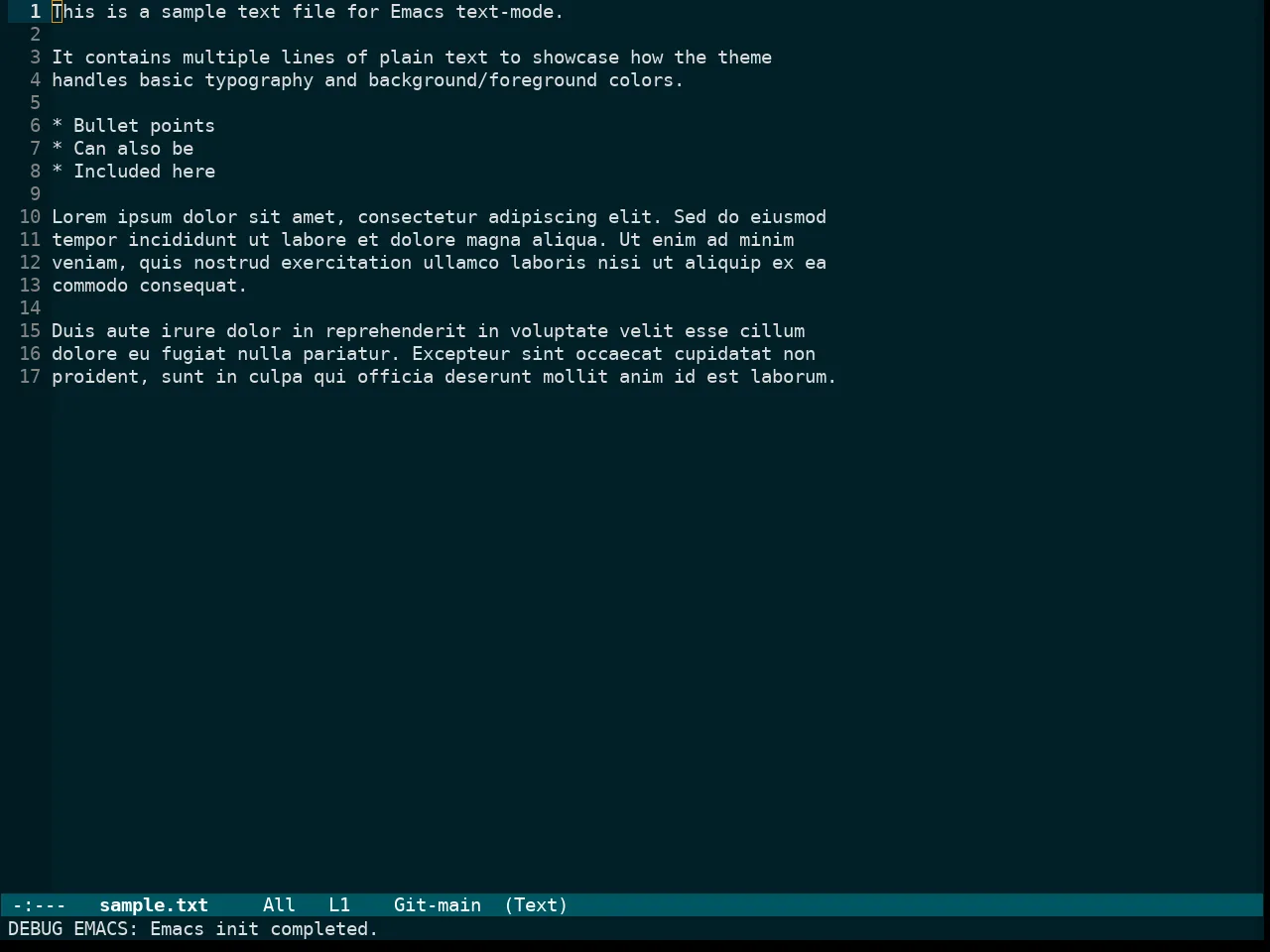 Immaterial Dark Theme in text-mode