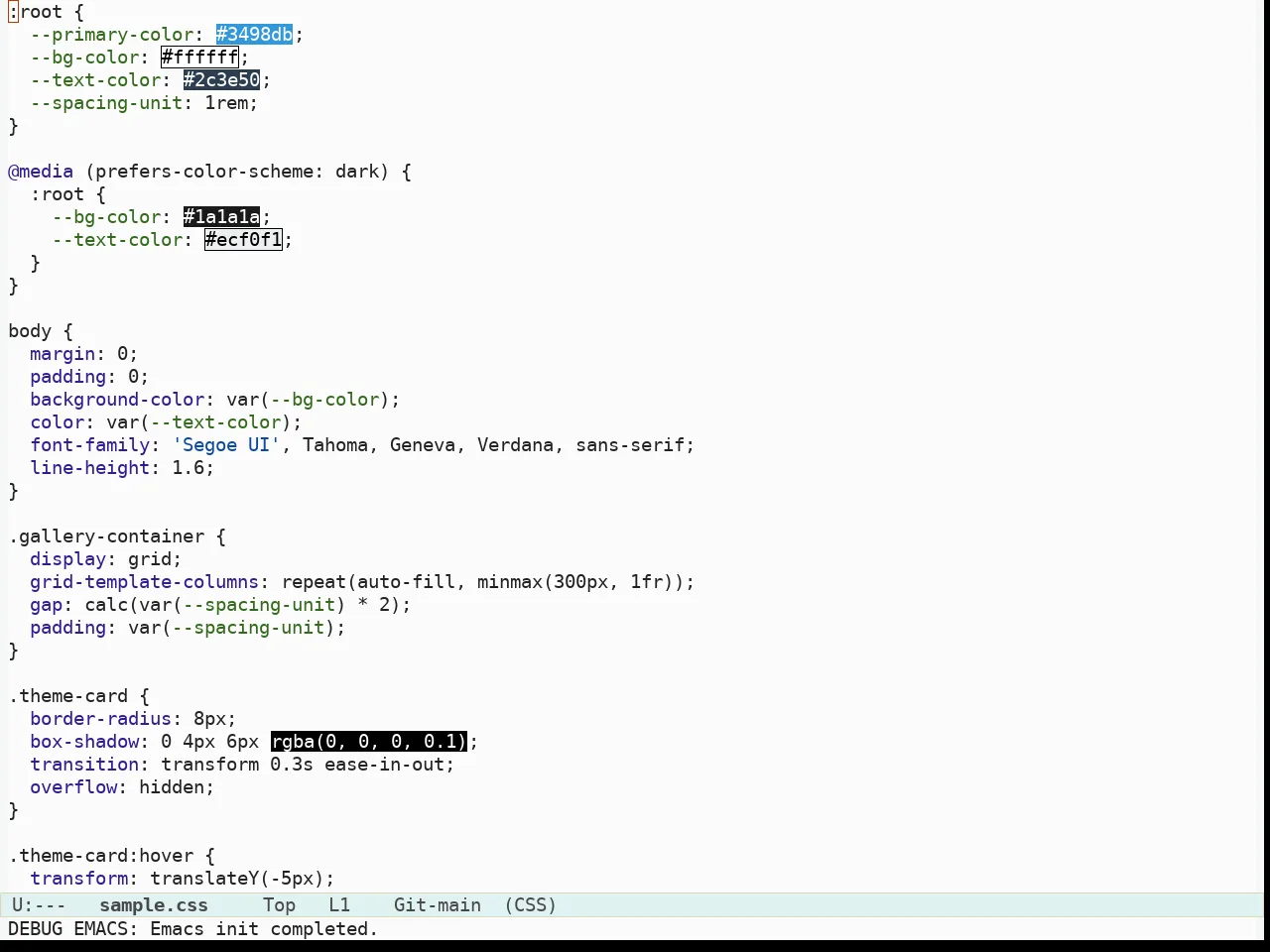 Immaterial Light Theme in css-mode