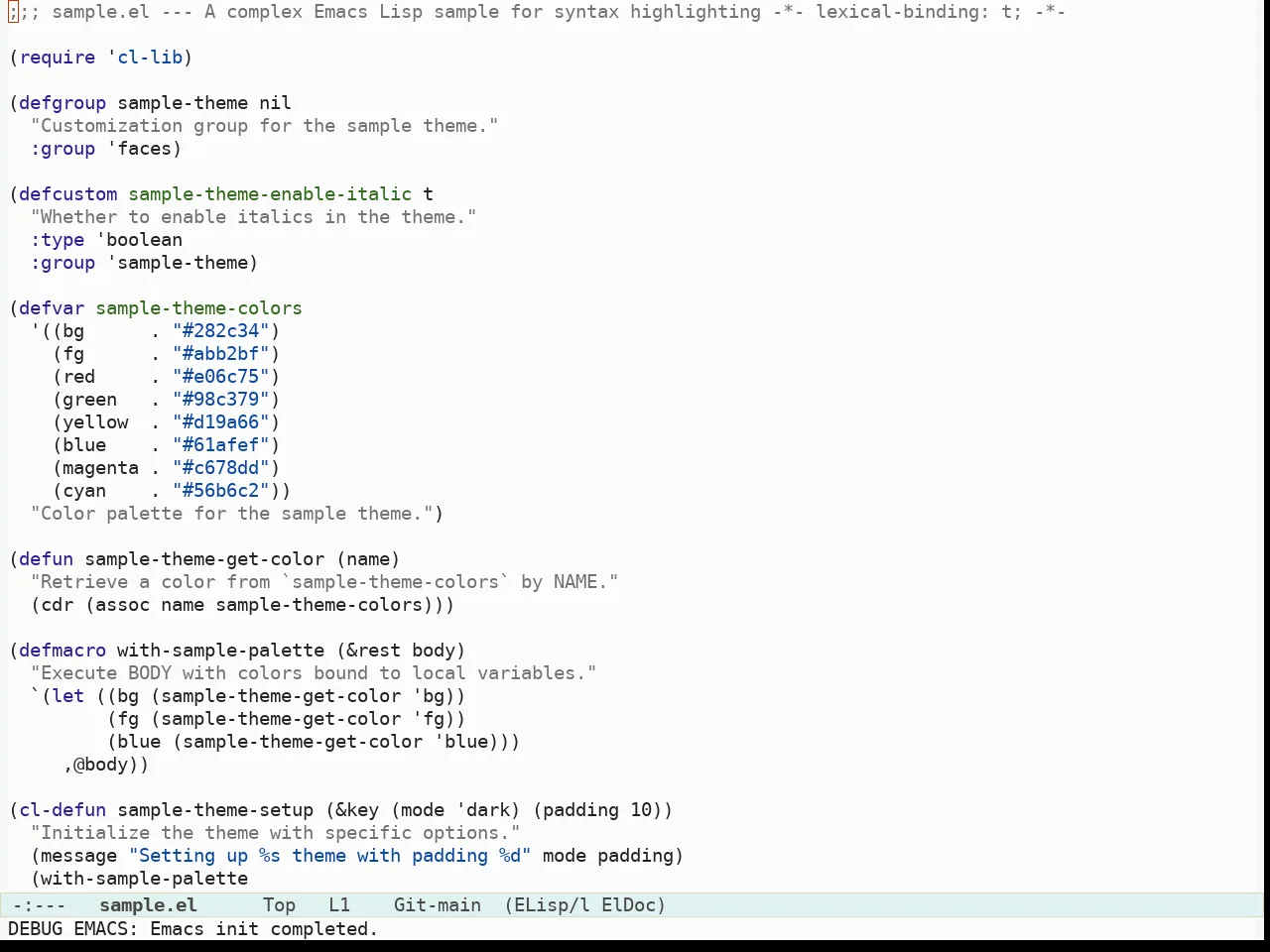 Immaterial Light Theme in emacs-lisp-mode